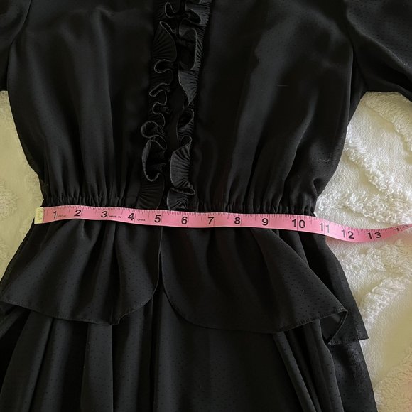 Japanese VINTAGE Goth Black LAMBALLE Long Sleeve Secretary Dress Small RARE - Picture 10 of 12